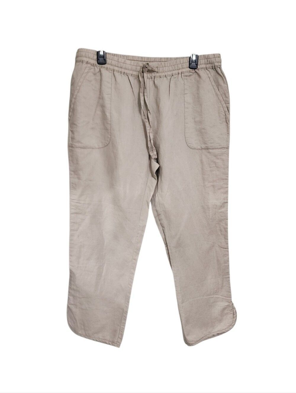 Joe Fresh Beige Linen Cotton Pull On Crop Pants L Breathable Granola Beachy